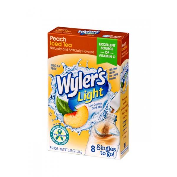 Wyler's Singles To Go Peach Iced Tea 8 Count Packs - 12 Per Case.