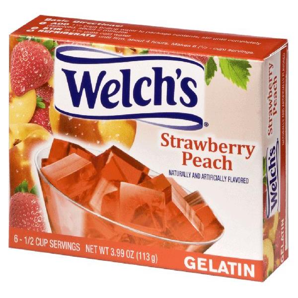 Welch's Strawberry Peach Gelatin 3.99 Ounce Size - 12 Per Case.
