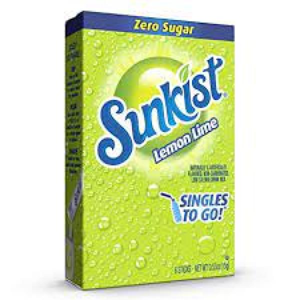 Sunkist Lemon Lime Drink Mix Singles 6 Count Packs - 12 Per Case.
