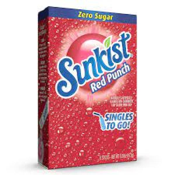 Sunkist Red Punch Drink Mix Singles 6 Count Packs - 12 Per Case.