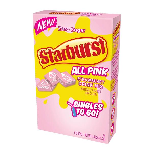 Starburst Strawberry Drink Mix Singles 6 Count Packs - 12 Per Case.