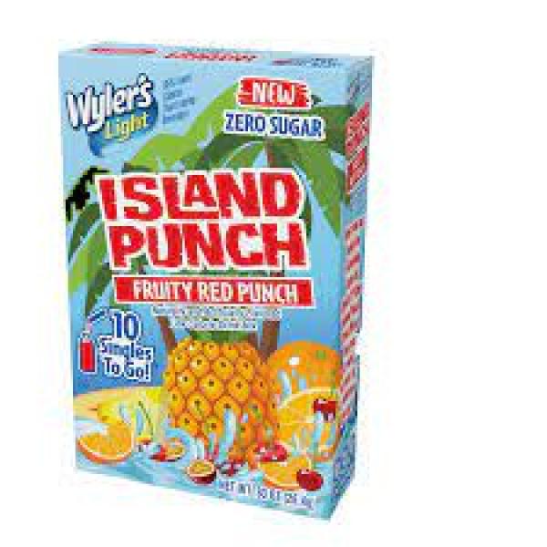 Wylers Light Light Island Punch Singles 10 Count Packs - 12 Per Case.