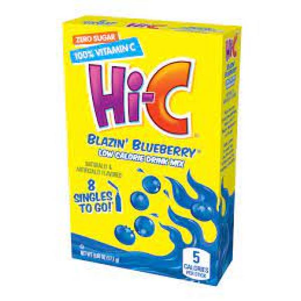 Hi-C Blueberry Sugar Free Singles 8 Count Packs - 12 Per Case.