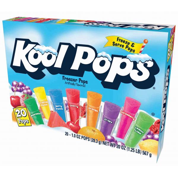 Kool Pops Assorted Freezer Bars 20 Count Packs - 16 Per Case.