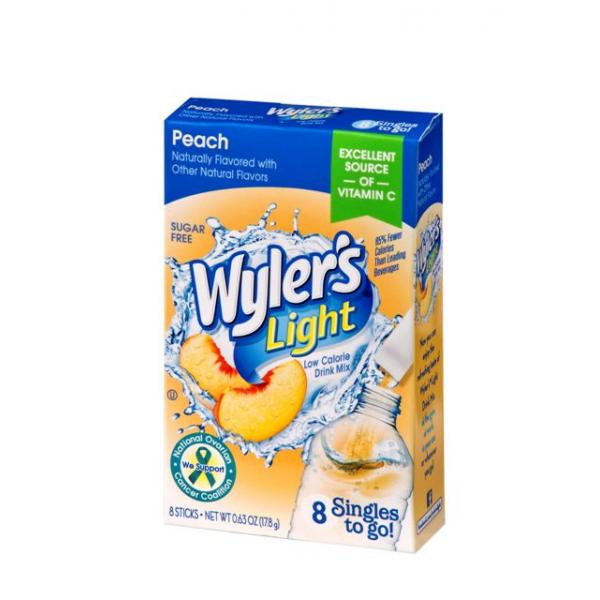 Wylers Light Peach Singles To Go 8 Count Packs - 12 Per Case.
