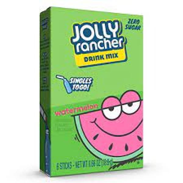 Jolly Rancher Watermelon Powdered Drink Singles To Go 6 Count Packs - 12 Per Case.