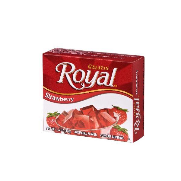 Royal Strawberry Gelatin Small 1.4 Ounce Size - 12 Per Case.