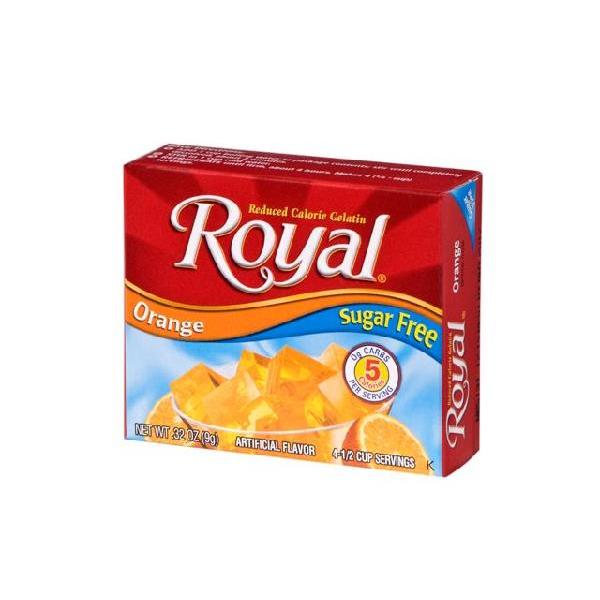 Royal Sugar Free Orange Small Gelatin 0.32 Ounce Size - 12 Per Case.