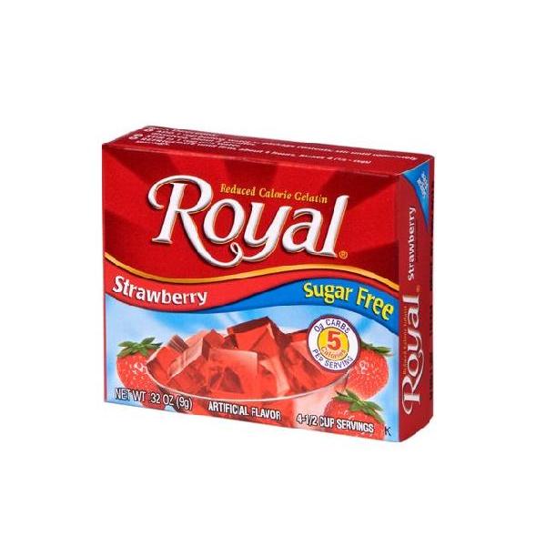 Royal Sugar Free Strawberry Small Gelatin 0.32 Ounce Size - 12 Per Case.