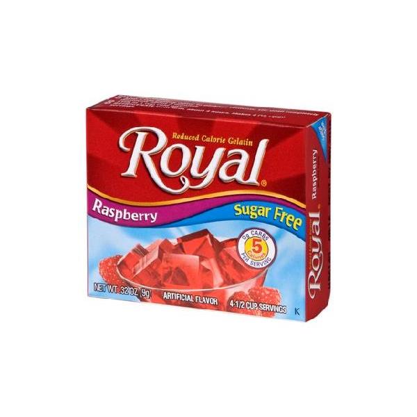 Royal Sugar Free Raspberry Gelatin 0.32 Ounce Size - 12 Per Case.