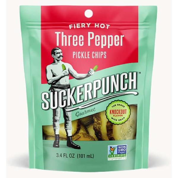 Suckerpunch Gourmet Pepper Fire Pickle Chip Pouch 3.4 Ounce Size - 12 Per Case.