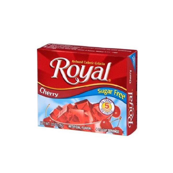 Royal Sugar Free Small Cherry Gelatin 0.32 Ounce Size - 12 Per Case.