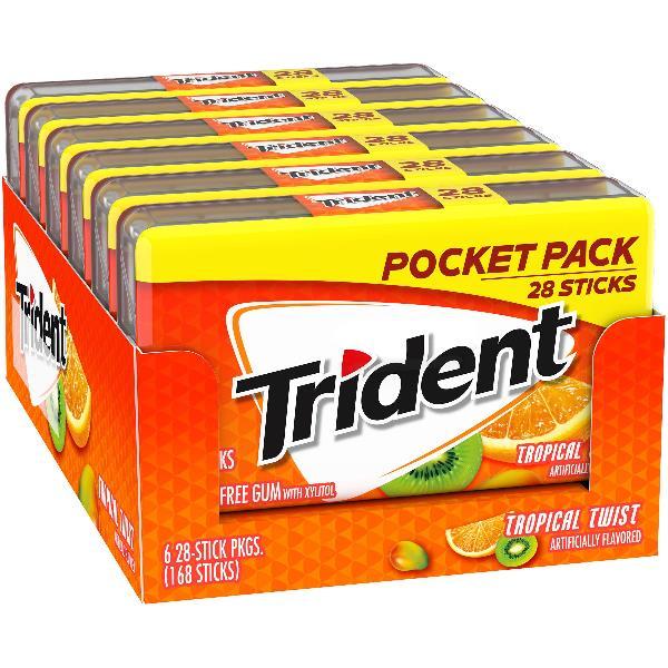 Trident Gum Tropical Twist Pocket Piece 28 Count Packs - 48 Per Case.