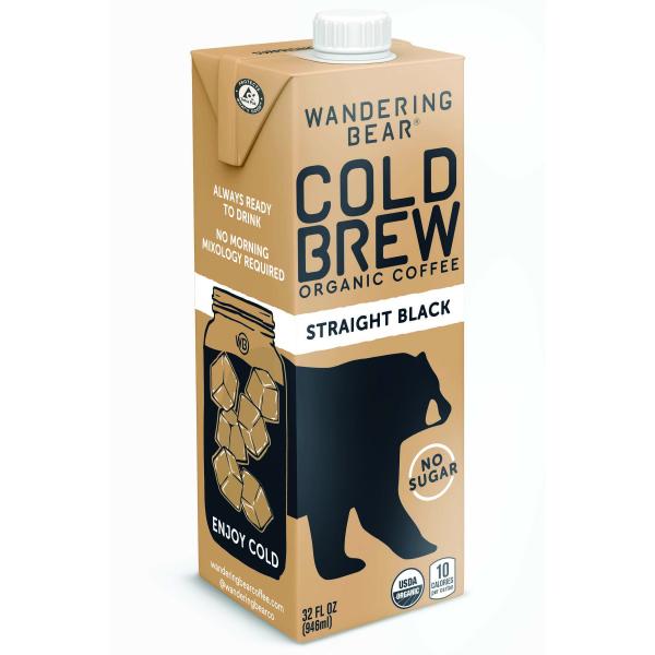Wandering Bear Coffee Straight Black Cold Brew 32 Fluid Ounce - 6 Per Case.
