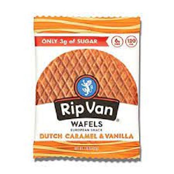Rip Van Wafels Low Sugar Dutch Caramel & Vanilla Singles 1.16 Ounce Size - 48 Per Case.