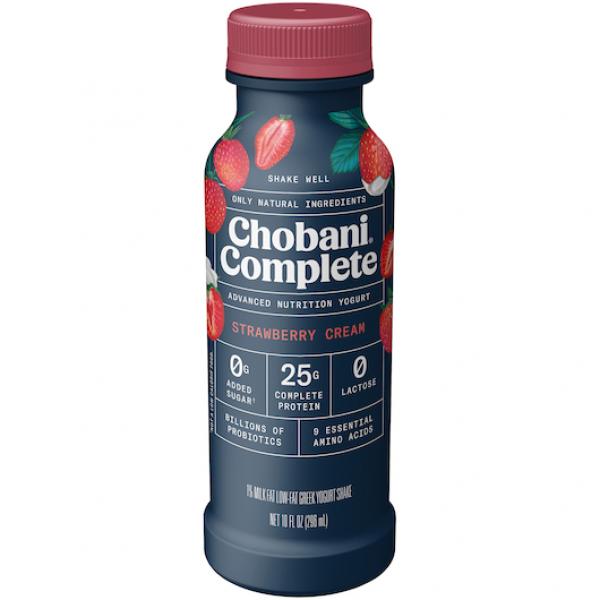 Chobani® Complete Greek Yogurt Drink Strawberry Cream 10 Fluid Ounce - 8 Per Case.