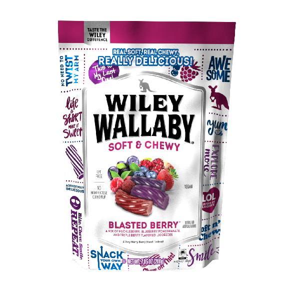 Wiley Wallaby Blasted Berry Licorice 7.05 Ounce Size - 12 Per Case.