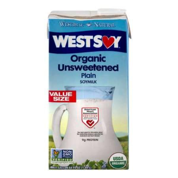 Westsoy Unsweetened Plain Soy Milk 64 Ounce Size - 8 Per Case.