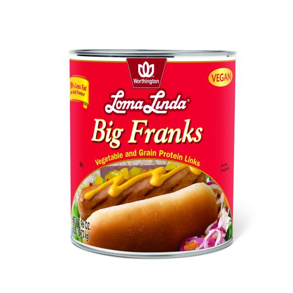 Loma Linda Big Franks Plant Based 96 Ounce Size - 6 Per Case.