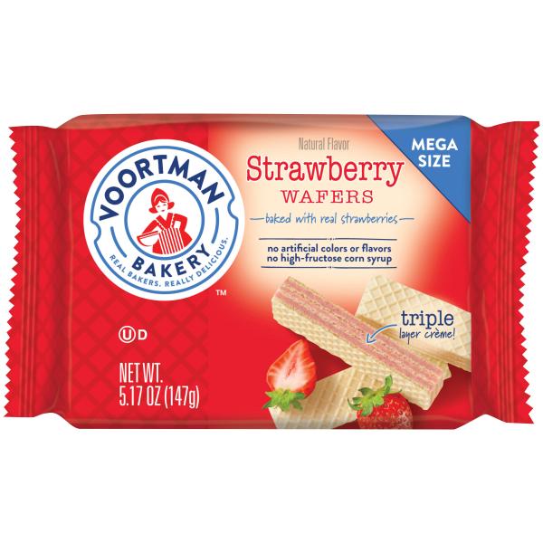 Voortman Bakery Strawberry Layered Wafers 5.17 Ounce Size - 54 Per Case.