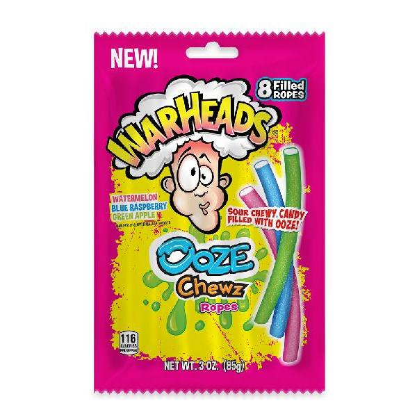 Warheads Ooze Chews Ropes Peg Bag 3 Ounce Size - 12 Per Case.