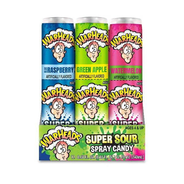 Warheads Super Sour Spray Candy 24 Count Packs - 24 Per Case.