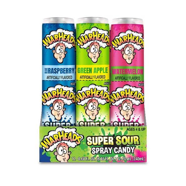 Warheads Super Sour Spray Candy 24 Count Packs - 24 Per Case.