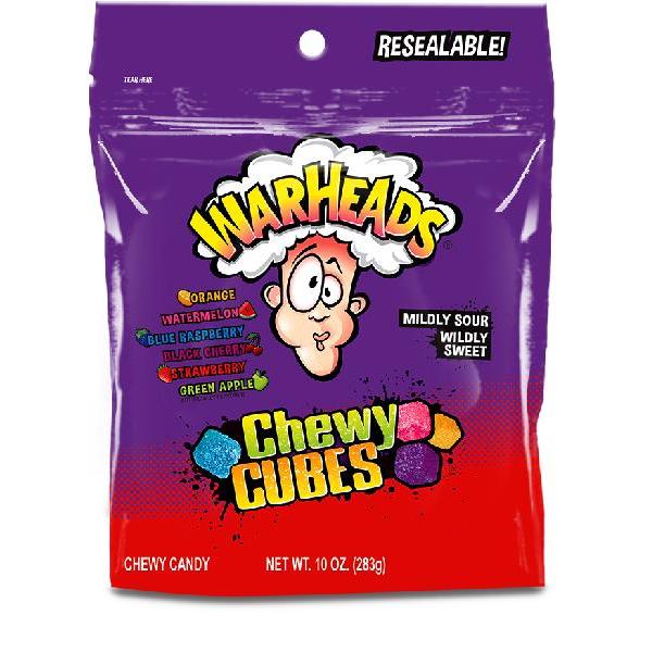 Warheads Cubes Stand Up Bag 10 Ounce Size - 12 Per Case.