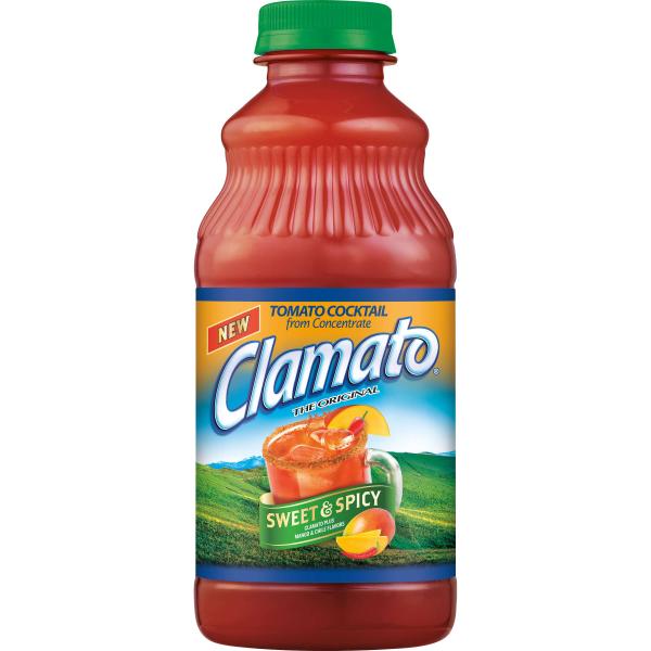 Clamato Sweet & Spicy Pet 32 Fluid Ounce - 12 Per Case.