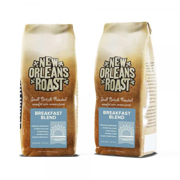 New Orleans Roast Breakfast Blend Ground Coffee 12 Ounce Size - 6 Per Case.
