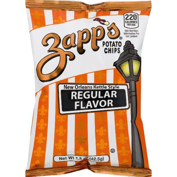Zapp's Potato Chips Regular Kettle Chips 1.5 Ounce Size - 60 Per Case.