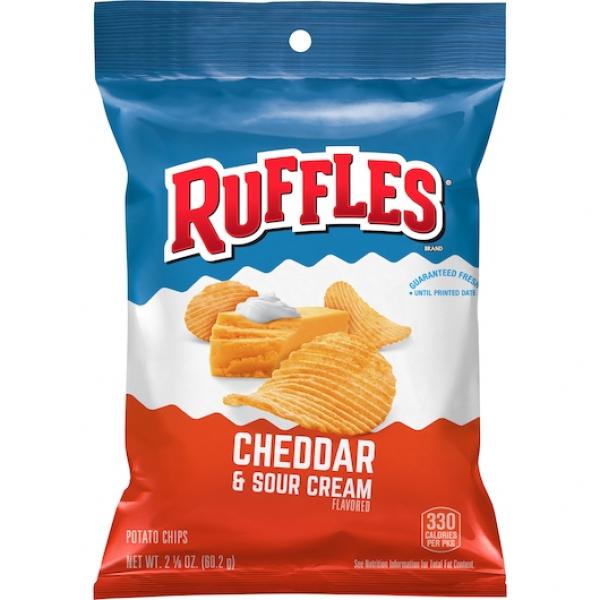 Ruffles Potato Chips Cheddar & Sour Cream 2.125 Ounce Size - 24 Per Case.