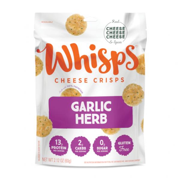 Whisps Garlic Cheese Crisp 2.12 Ounce Size - 12 Per Case.
