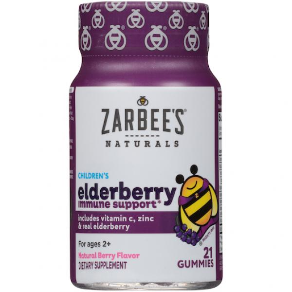 Zarbee's Children's Elderberry Immune Gummies 21 Count Packs - 12 Per Case.