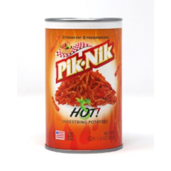 Pik Nik Hot Shoestring Potatoes Tray 1.5 Ounce Size - 24 Per Case.