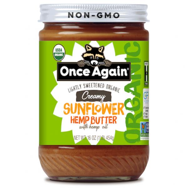 Once Again Nut Butter Organic Sunflower Withhemp Oil 16 Ounce Size - 6 Per Case.