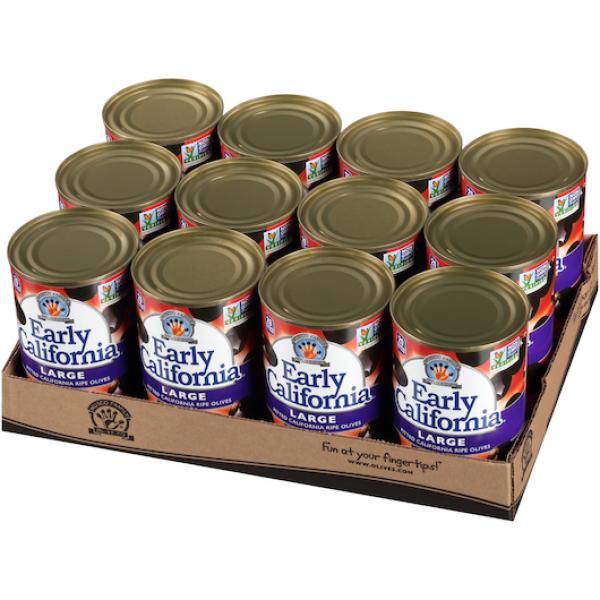 Large Pitted Black Ripe Olives 6 Ounce Size - 12 Per Case.