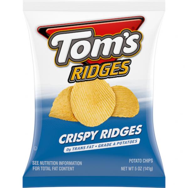Tom's Potato Chips Crispy Ridges Bag 5 Ounce Size - 9 Per Case.
