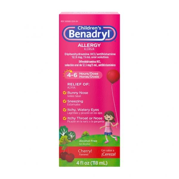Benadryl Children's Benadryl Allergy Cherry 4 Fluid Ounce - 36 Per Case.