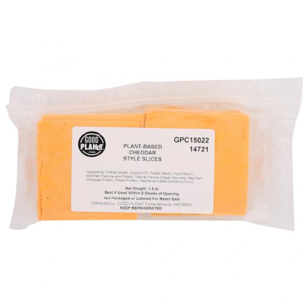 Good Planet Foods Cheddar Cheese Cheddar Slices Plant Based Cheese 1.5 Pound Each - 6 Per Case.