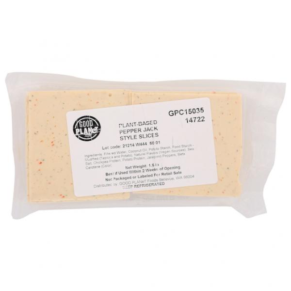 Good Planet Foods Pepper Jack Slices Plant Based Cheese 1.5 Pound Each - 6 Per Case.