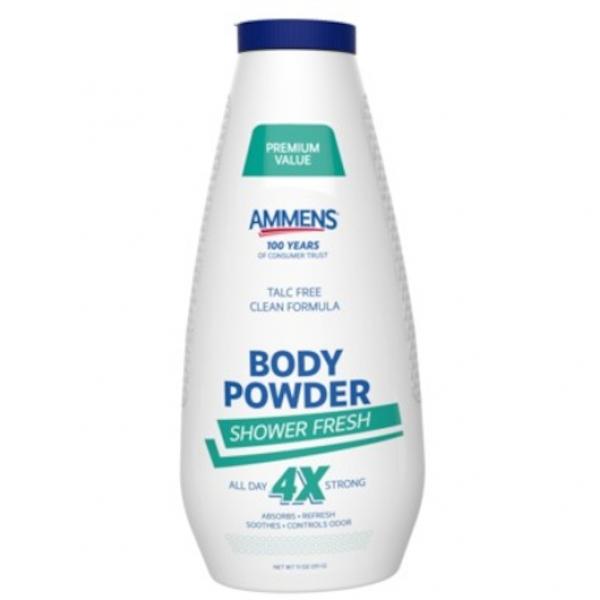 High Ridge Brands Ammens Talc Free Body Powder Shower Fresh Scent 11 Ounce Size - 6 Per Case.