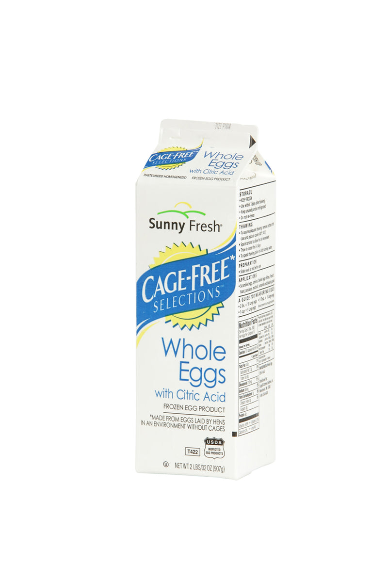 Cage Free Liquid Whole Eggs With Citric Acid Frozen Carton 2 Pound Each - 12 Per Case.