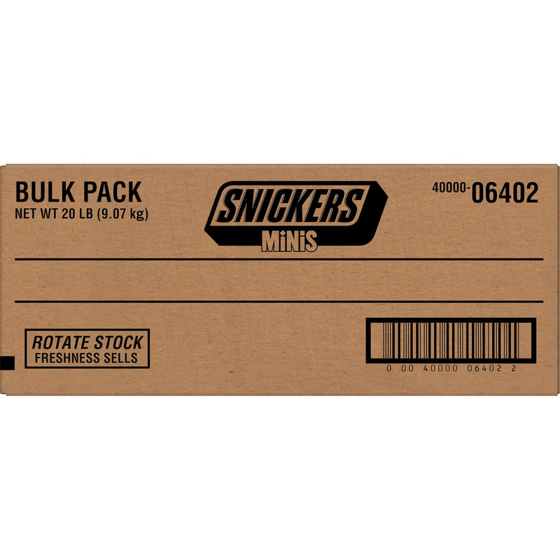 Snickers Miniatures Bulk 20 Pound Case - Approximately 880 miniature Bars