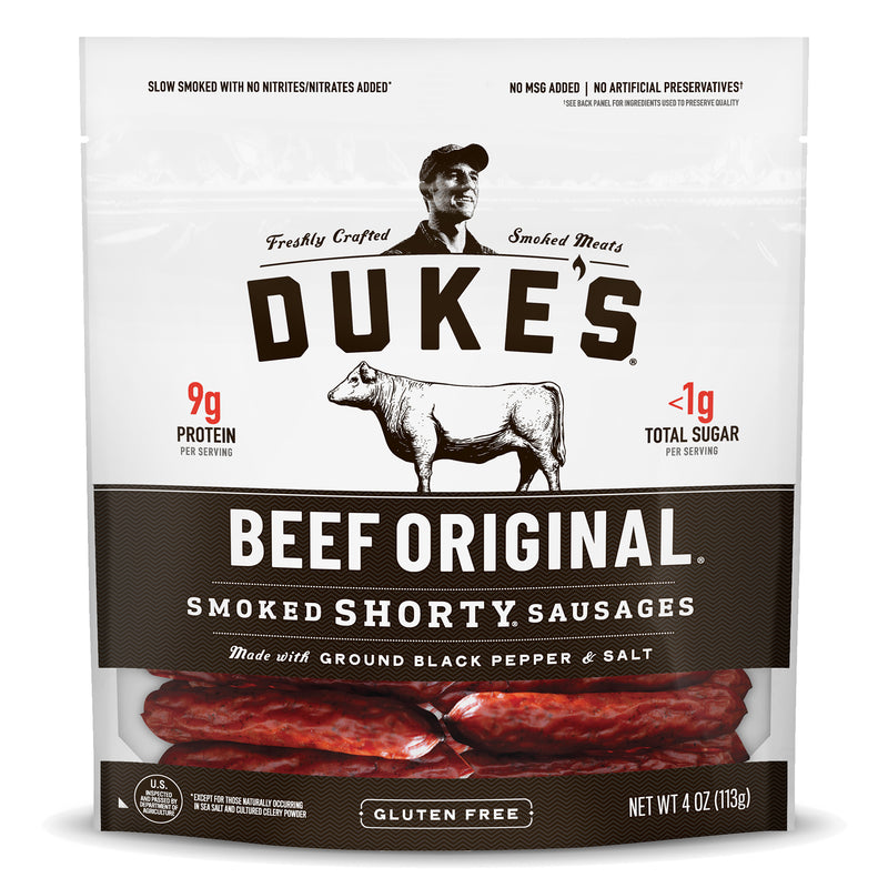 Duke's Beef Original Smoked Shorty Sausagesketo Friendly Snack 4 Ounce Size - 8 Per Case.