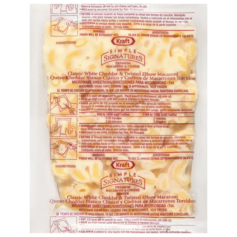 KRAFT Signatures Single Serve Frozen White Cheddar Macaroni & Cheese 7 Ounce Pouches 36 Per Case