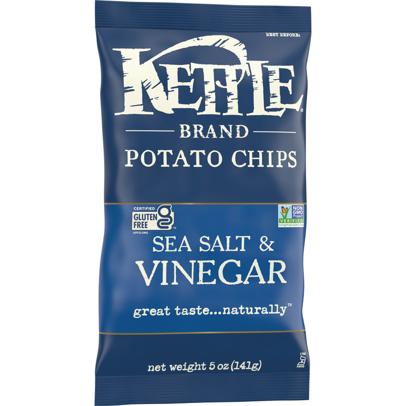 Kettle Brand Potato Chips Salt & Vinegar Kettle Chips 5 Ounce Size - 8 Per Case.