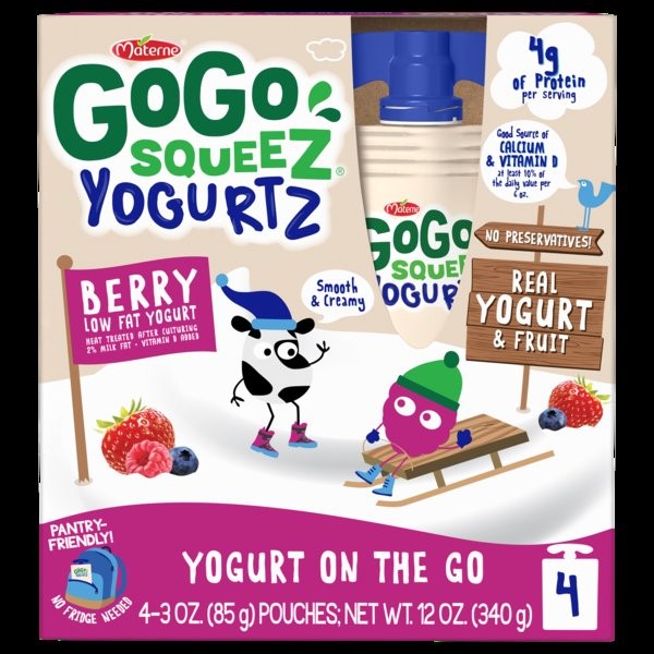 Gogo Squeez Yogurtz Berry 12 Ounce Size - 12 Per Case.