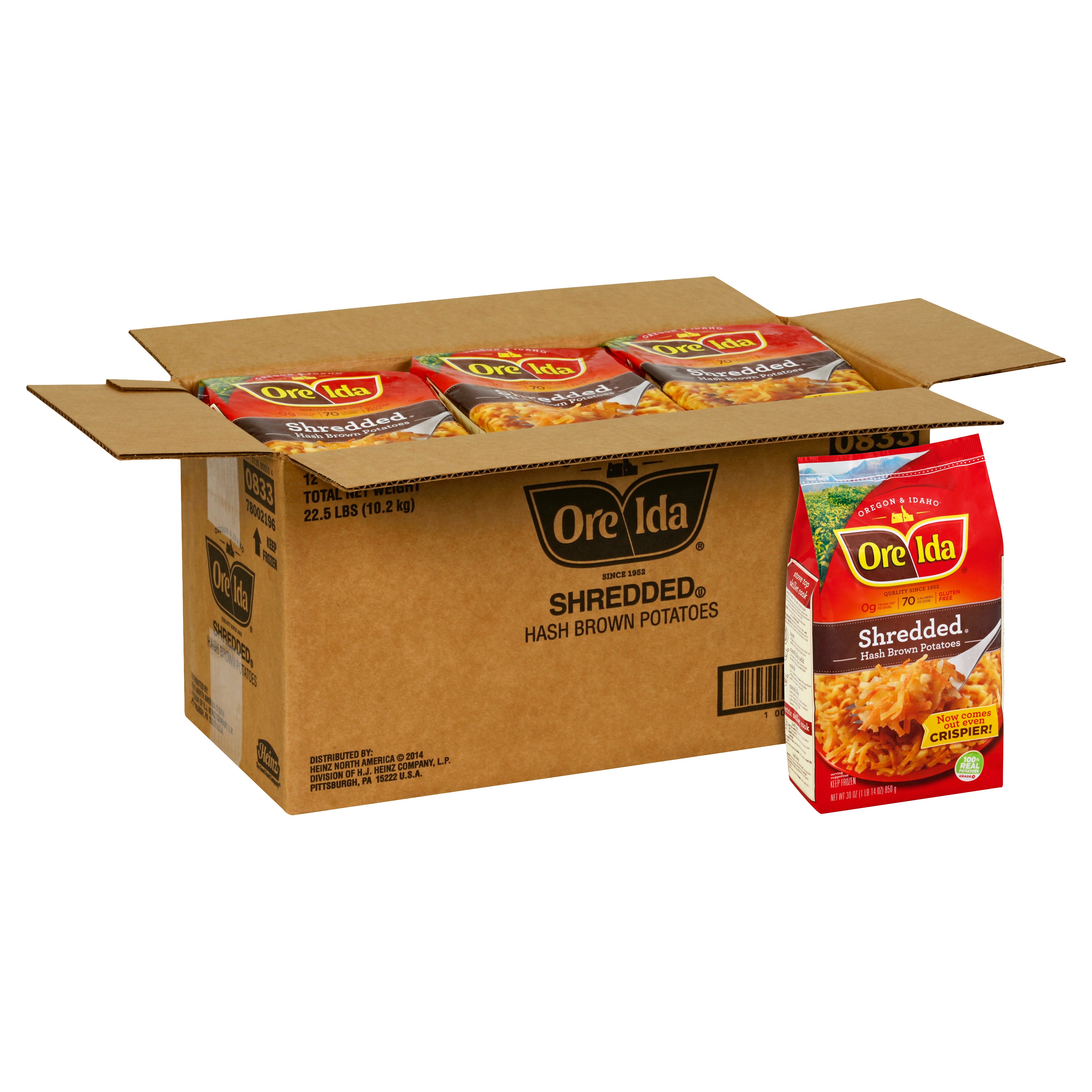Ore Ida Core Frozen Potatoes Shredded 30 Ounce Size - 12 Per Case.