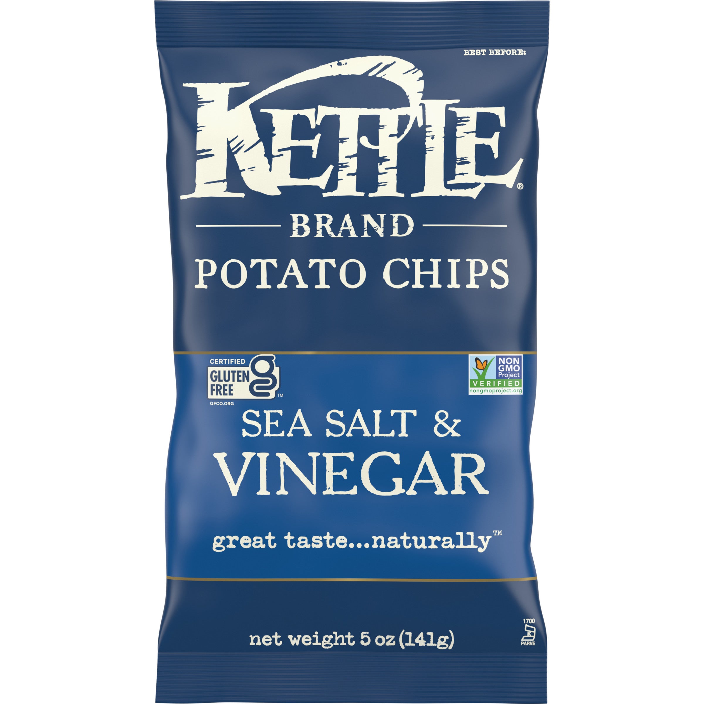 Kettle Brand Potato Chips Salt & Vinegar Kettle Chips 5 Ounce Size - 15 Per Case.